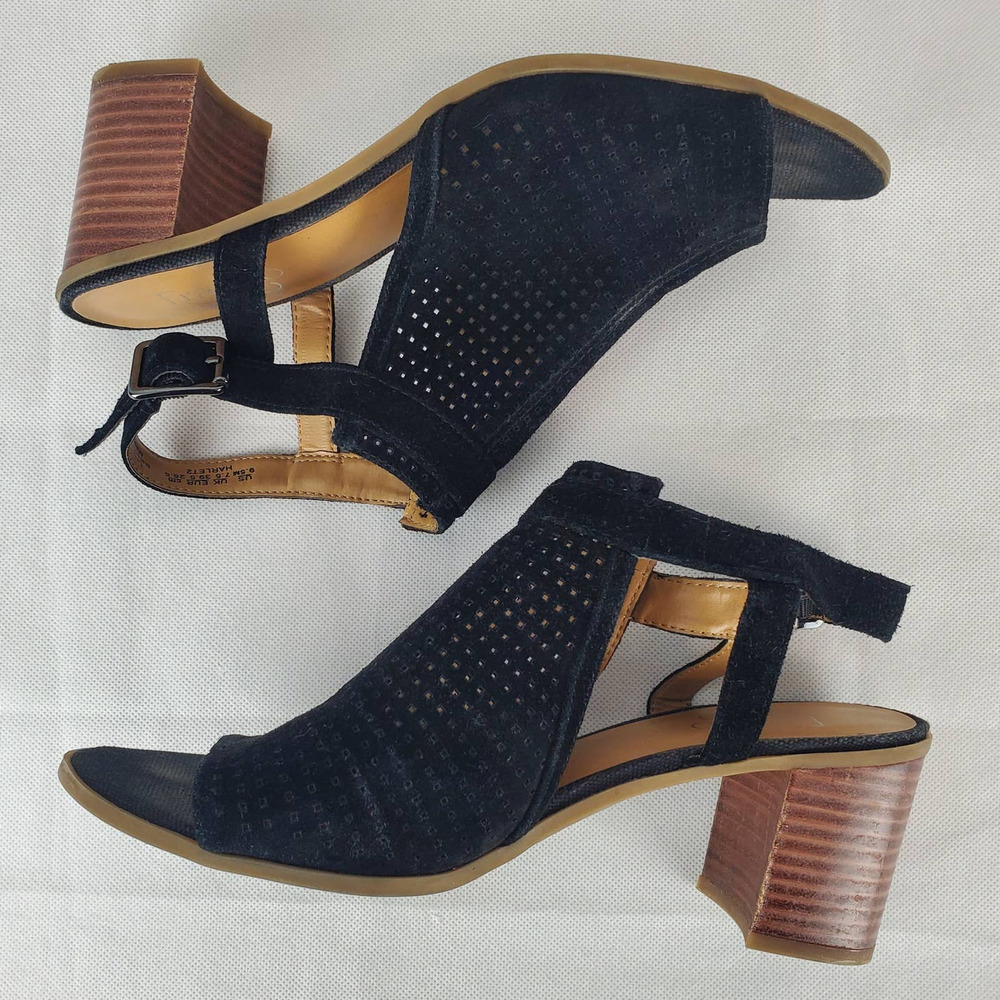 Franco Sarto Leather Harlet2 Peep Toe Sandals with Block Heel Slingback EUC 9.5M - Picture 7 of 10